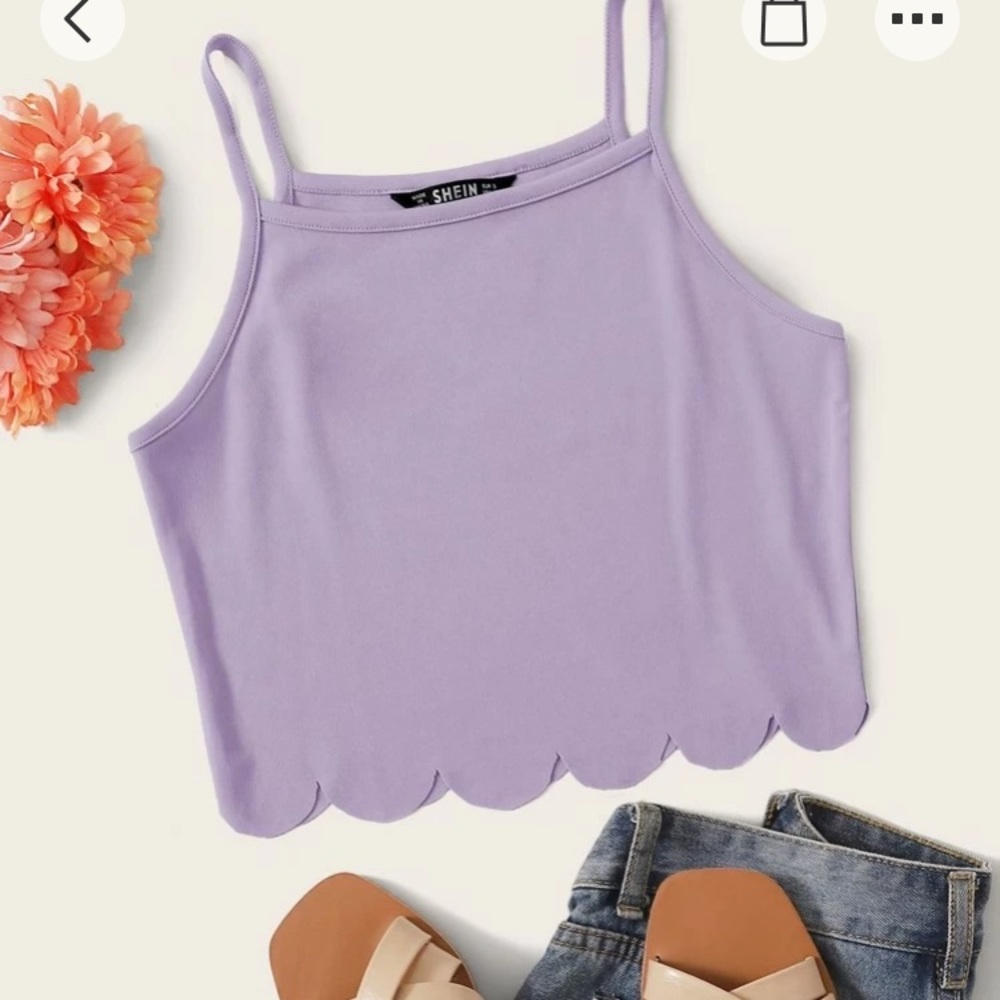 ❤️Lavender scallop hem crop top